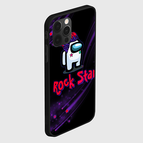 Чехол iPhone 12 Pro Among Us Rock Star / 3D-Черный – фото 2