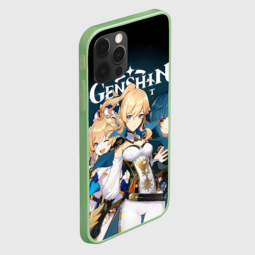 Чехол iPhone 12 Pro GENSHIN IMPACT / 3D-Салатовый – фото 2