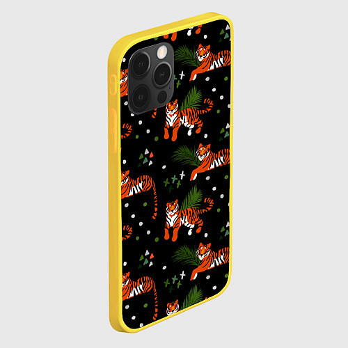 Чехол iPhone 12 Pro Tigers / 3D-Желтый – фото 2