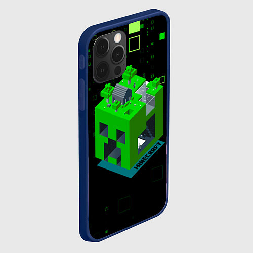 Чехол iPhone 12 Pro Minecraft / 3D-Тёмно-синий – фото 2