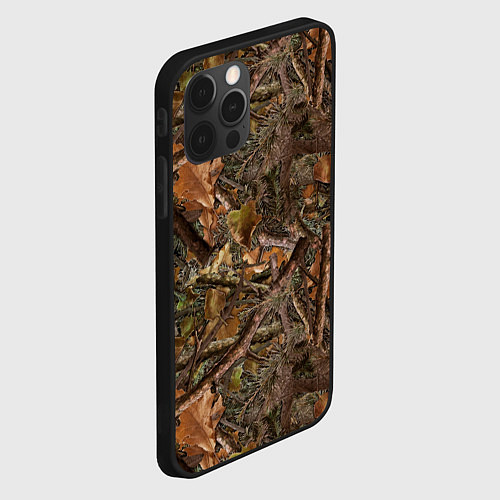 Чехол iPhone 12 Pro Охотничий камуфляж / 3D-Черный – фото 2