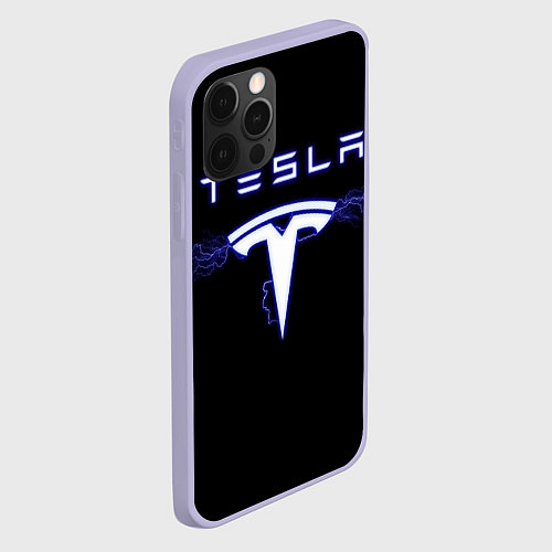 Чехол iPhone 12 Pro TESLA / 3D-Светло-сиреневый – фото 2