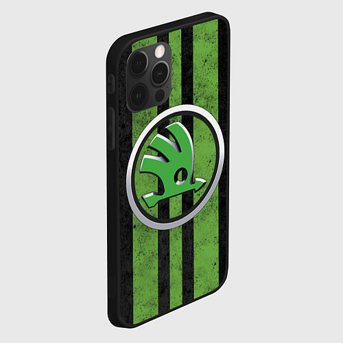 Чехол iPhone 12 Pro Skoda Green Logo Z / 3D-Черный – фото 2