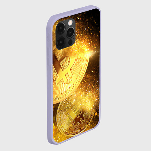 Чехол iPhone 12 Pro БИТКОИН ЗОЛОТО BITCOIN GOLD / 3D-Светло-сиреневый – фото 2