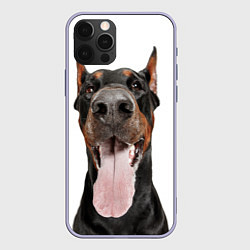 Чехол для iPhone 12 Pro Доберман Doberman, цвет: 3D-светло-сиреневый