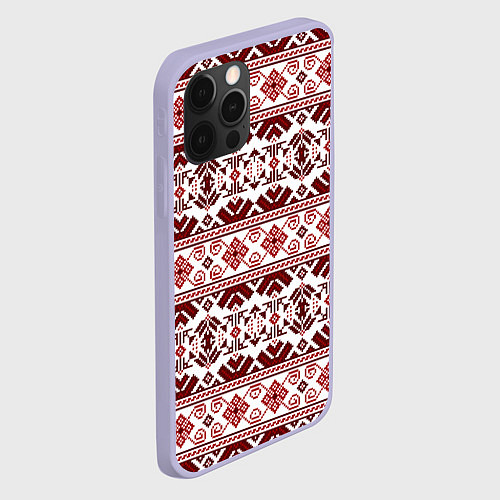 Чехол iPhone 12 Pro Русские народные узоры / 3D-Светло-сиреневый – фото 2