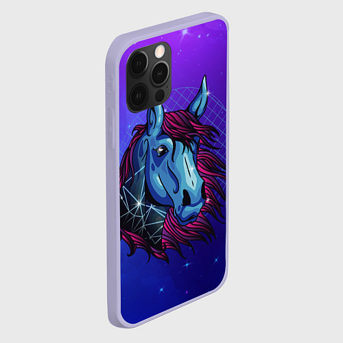 Чехол iPhone 12 Pro Retrowave Neon Horse / 3D-Светло-сиреневый – фото 2