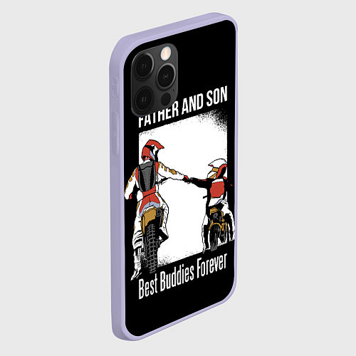 Чехол iPhone 12 Pro Папа и сын / 3D-Светло-сиреневый – фото 2