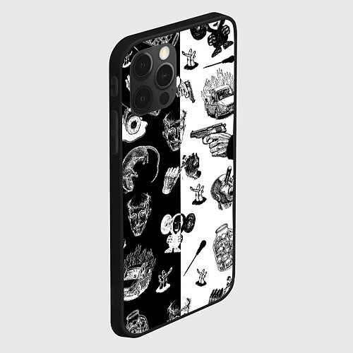 Чехол iPhone 12 Pro КРОВОСТОК ТАТУИРОВКИ ЧБ / 3D-Черный – фото 2
