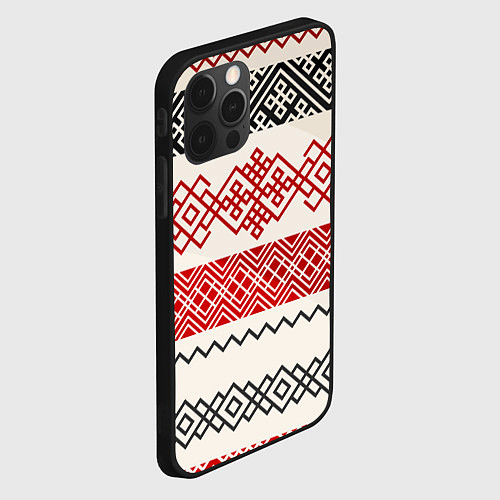 Чехол iPhone 12 Pro Славянский узор красно-черный / 3D-Черный – фото 2