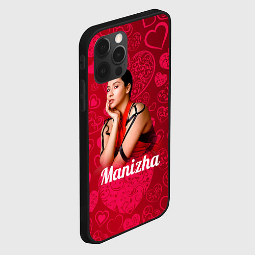 Чехол iPhone 12 Pro Manizha Сердечки / 3D-Черный – фото 2