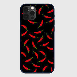 Чехол для iPhone 12 Pro Chili peppers, цвет: 3D-черный
