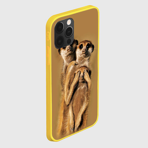 Чехол iPhone 12 Pro Сурикаты / 3D-Желтый – фото 2