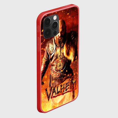 Чехол iPhone 12 Pro Valheim Викинг в огне / 3D-Красный – фото 2