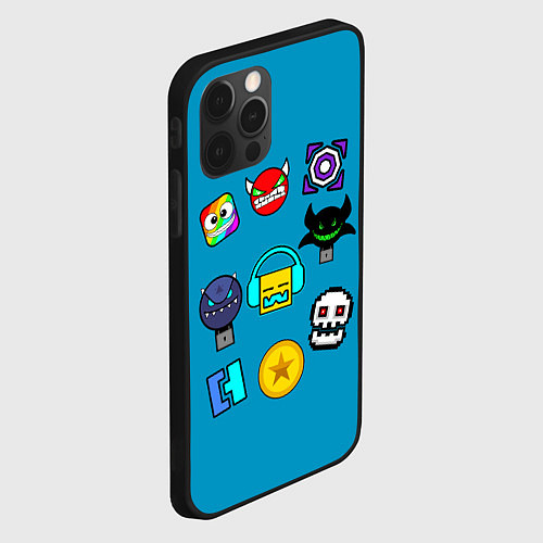 Чехол iPhone 12 Pro Geometry Dash Icons / 3D-Черный – фото 2