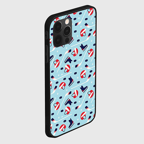 Чехол iPhone 12 Pro Hockey Pattern / 3D-Черный – фото 2