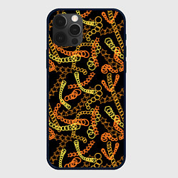 Чехол для iPhone 12 Pro Цветные цепи, абстракция, цвет: 3D-черный