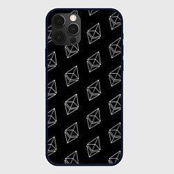Чехол для iPhone 12 Pro ETHEREUM ЭФИРИУМ УЗОР, цвет: 3D-черный