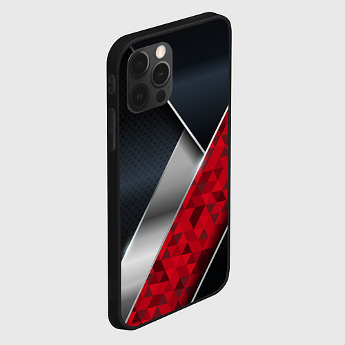 Чехол iPhone 12 Pro 3D BLACK AND RED METAL / 3D-Черный – фото 2