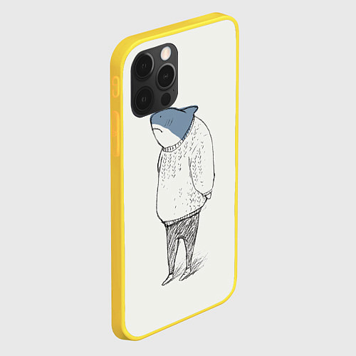 Чехол iPhone 12 Pro Акула в свитере / 3D-Желтый – фото 2
