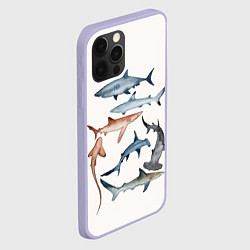Чехол для iPhone 12 Pro Акулы, цвет: 3D-светло-сиреневый — фото 2