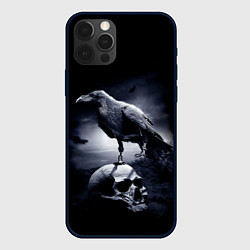 Чехол для iPhone 12 Pro ЧЕРЕП И ВОРОН, цвет: 3D-черный