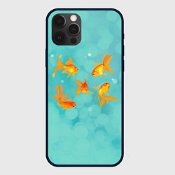 Чехол для iPhone 12 Pro Золотые рыбки, цвет: 3D-черный