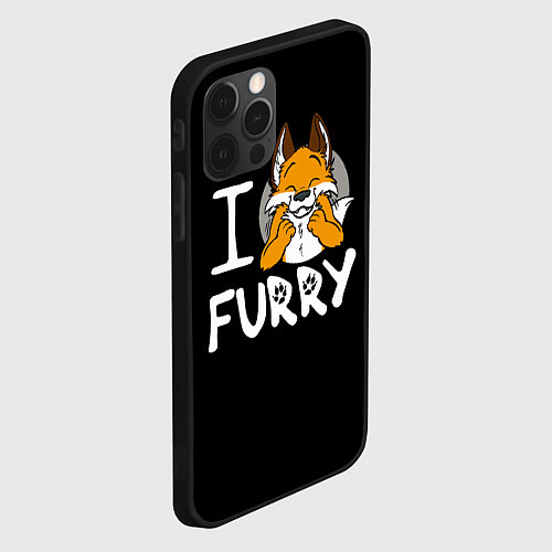 Чехол iPhone 12 Pro I love furry / 3D-Черный – фото 2