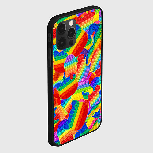 Чехол iPhone 12 Pro Разные Pop It масляная краска / 3D-Черный – фото 2