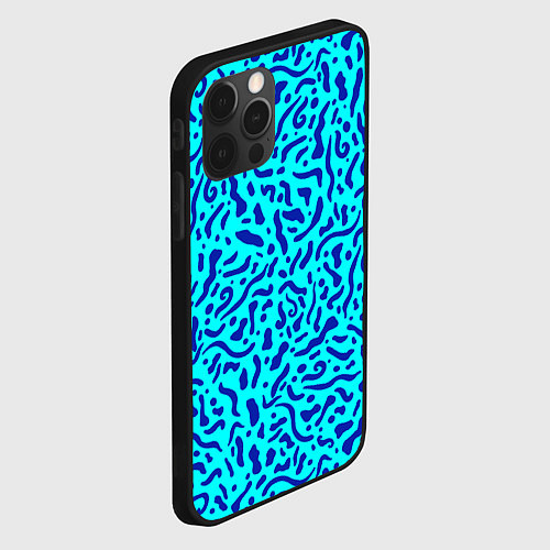 Чехол iPhone 12 Pro Неоновые синие узоры / 3D-Черный – фото 2