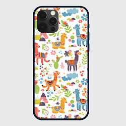 Чехол для iPhone 12 Pro Ламы, цвет: 3D-черный