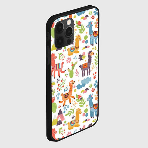 Чехол iPhone 12 Pro Ламы / 3D-Черный – фото 2