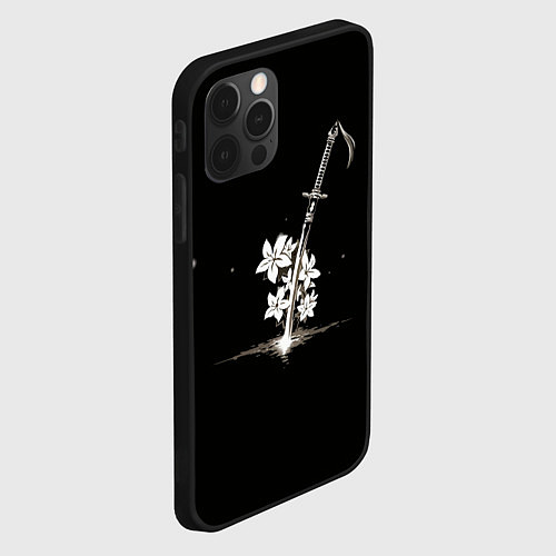 Чехол iPhone 12 Pro Nier - Sword and Flowers / 3D-Черный – фото 2