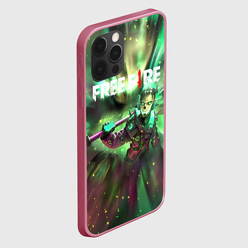 Чехол iPhone 12 Pro FREEFIRE Battlegrounds Z / 3D-Малиновый – фото 2