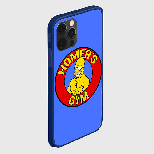 Чехол iPhone 12 Pro Спортзал Гомера / 3D-Тёмно-синий – фото 2