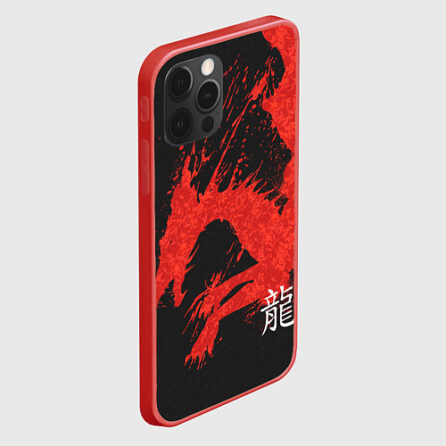 Чехол iPhone 12 Pro Китайский Дракон брызгами / 3D-Красный – фото 2