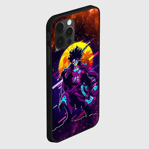 Чехол iPhone 12 Pro One Piece боевой кибер - Луффи / 3D-Черный – фото 2