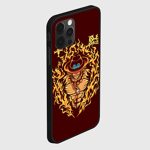 Чехол iPhone 12 Pro One Piece Портгас Д Эйс в огне / 3D-Черный – фото 2