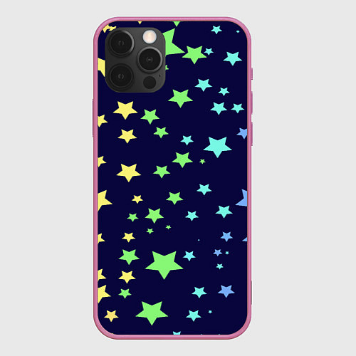 Чехол iPhone 12 Pro Звезды / 3D-Малиновый – фото 1