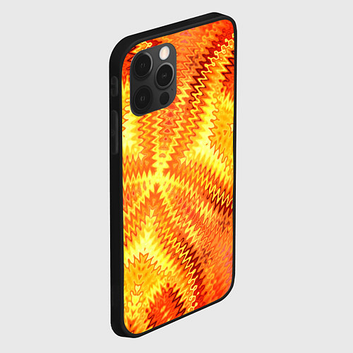 Чехол iPhone 12 Pro Желто-оранжевая абстракция / 3D-Черный – фото 2