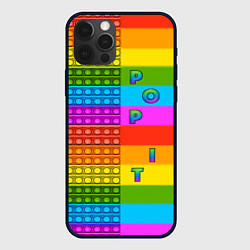 Чехол для iPhone 12 Pro POP it вертикальная надпись, цвет: 3D-черный
