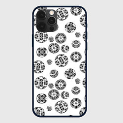 Чехол для iPhone 12 Pro Черно-белый геометрический узор, цвет: 3D-черный