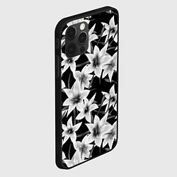 Чехол для iPhone 12 Pro Лилии черно-белые, цвет: 3D-черный — фото 2