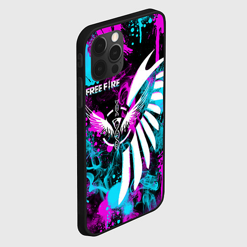 Чехол iPhone 12 Pro FREE FIRE NEON / 3D-Черный – фото 2