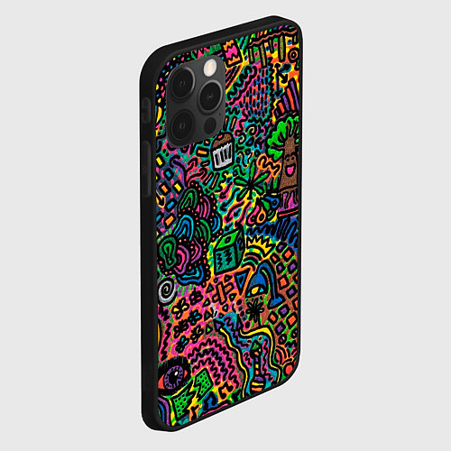 Чехол iPhone 12 Pro Кислотные узоры психоделика / 3D-Черный – фото 2
