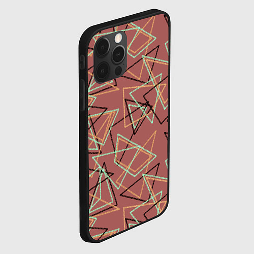 Чехол iPhone 12 Pro Террактовый геометрический / 3D-Черный – фото 2