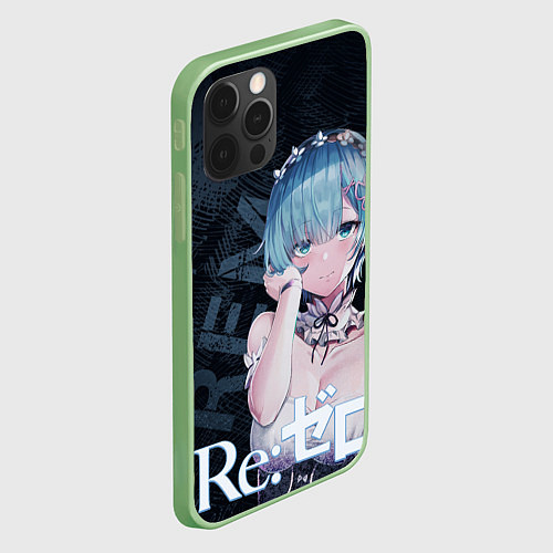 Чехол iPhone 12 Pro Рем Re:Zero / 3D-Салатовый – фото 2