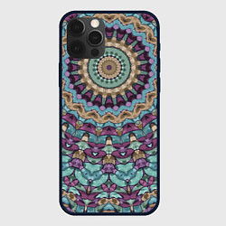 Чехол для iPhone 12 Pro Сиренево-голубой калейдоскоп, цвет: 3D-черный