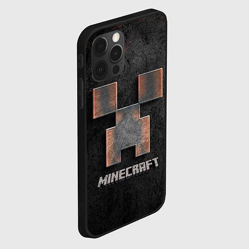 Чехол iPhone 12 Pro MINECRAFT TEXTURE IRON / 3D-Черный – фото 2