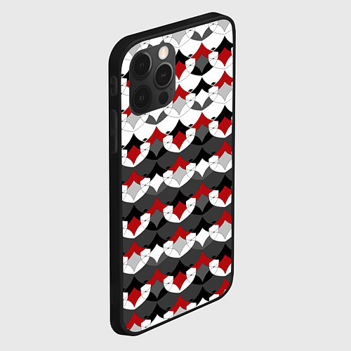 Чехол iPhone 12 Pro Абстрактный красно-серый узор / 3D-Черный – фото 2